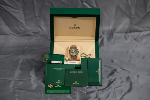 2020 Rolex Day-Date 228235 18k Rose Gold Olive Green Dial