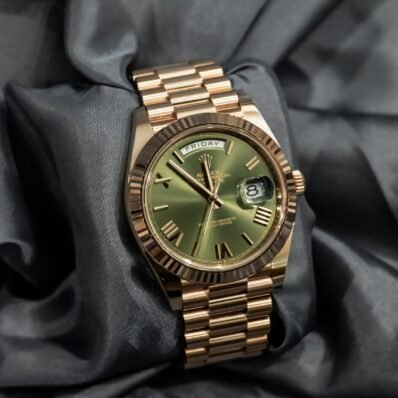 2020 Rolex Day-Date 228235 18k Rose Gold Olive Green Dial