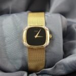 Piaget ladies 18k yellow gold diamond watch vintage front view