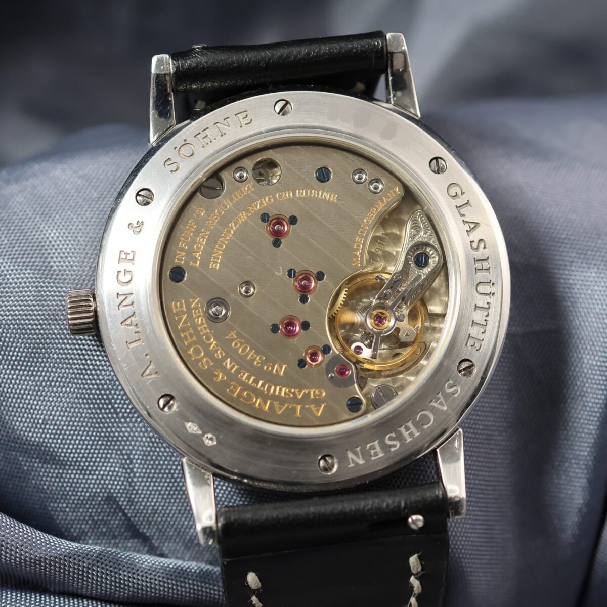 Caseback of A. Lange and Söhne 1815 Ref. 206.025 showing mechanical movement