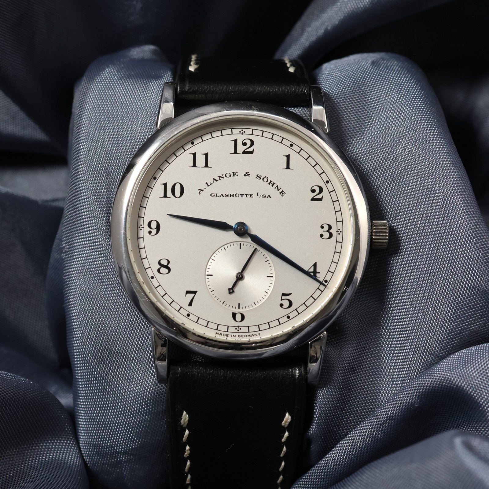 A. Lange and Söhne 1815 35.8mm Ref. 206.025 silver dial dress watch front view