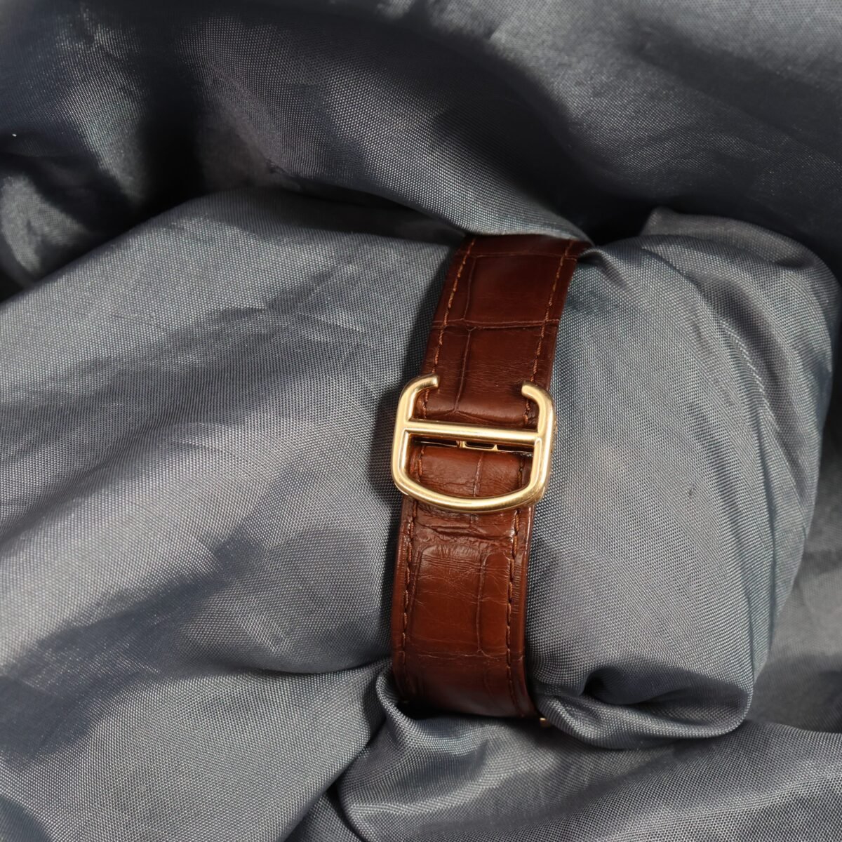 Cartier Tortue WGTO0002 18k rose gold deployant clasp on leather strap