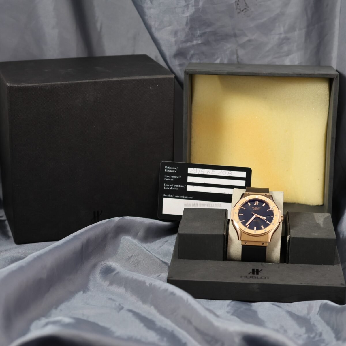 Hublot Classic Tradition 41.5mm Ref. 1915.NE10.8 black dial 18k yellow gold watch with box and papers