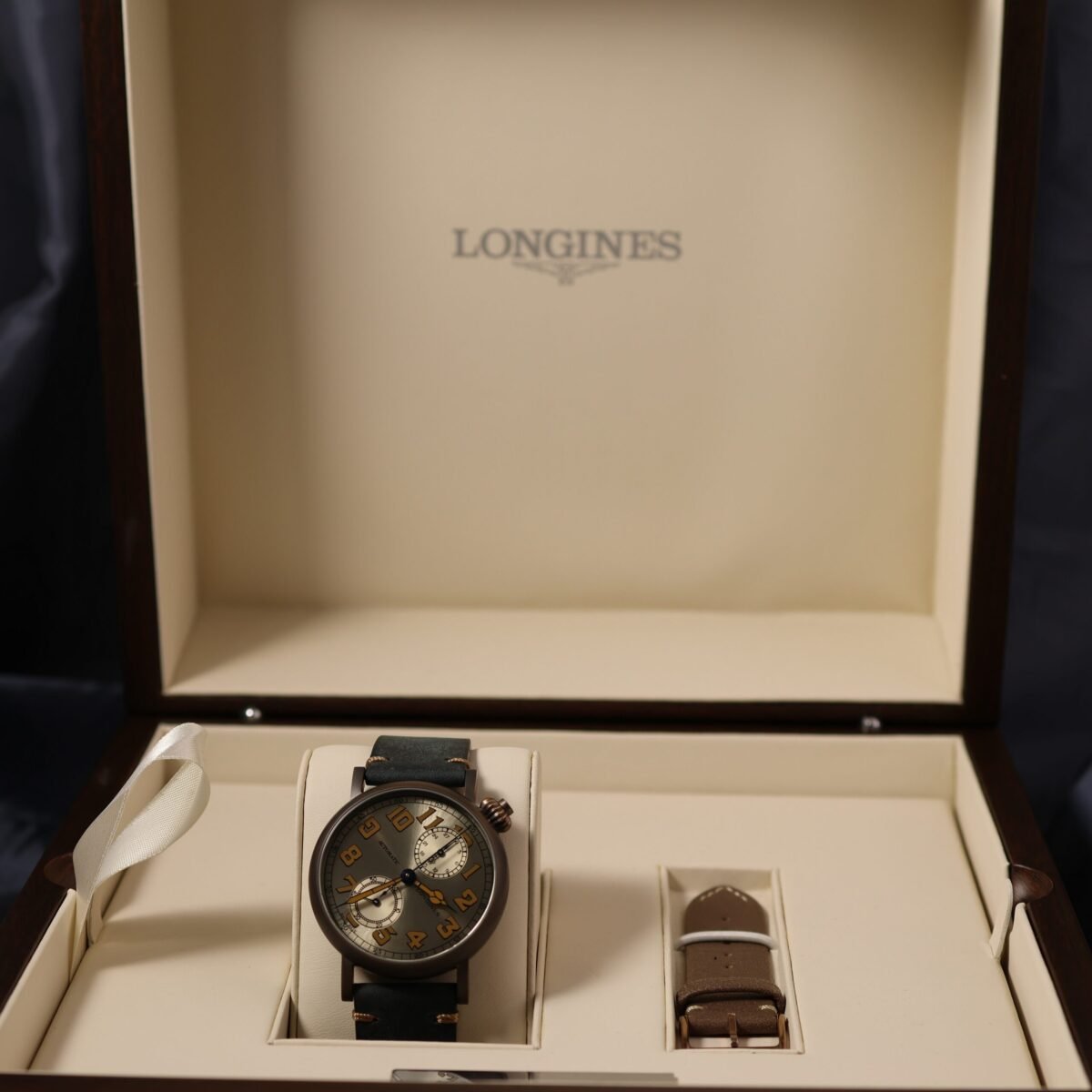 Longines Avigation 41mm L2.812.4.53.2 black dial watch with original box and papers