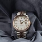 Rolex Datejust 41mm 126331 white mother of pearl dial everose gold fluted bezel front view