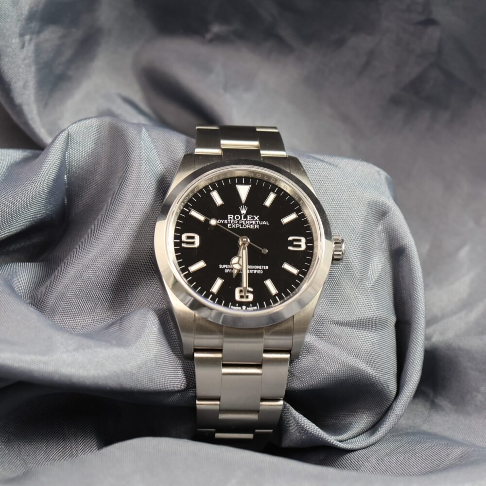 Rolex Explorer 36mm 124270 stainless steel watch black dial front view