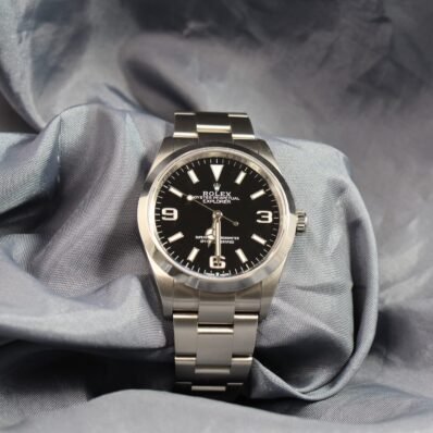 Rolex Explorer 36mm 124270 stainless steel watch black dial front view
