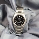 Rolex Explorer 36mm 14270 stainless steel black dial watch front view