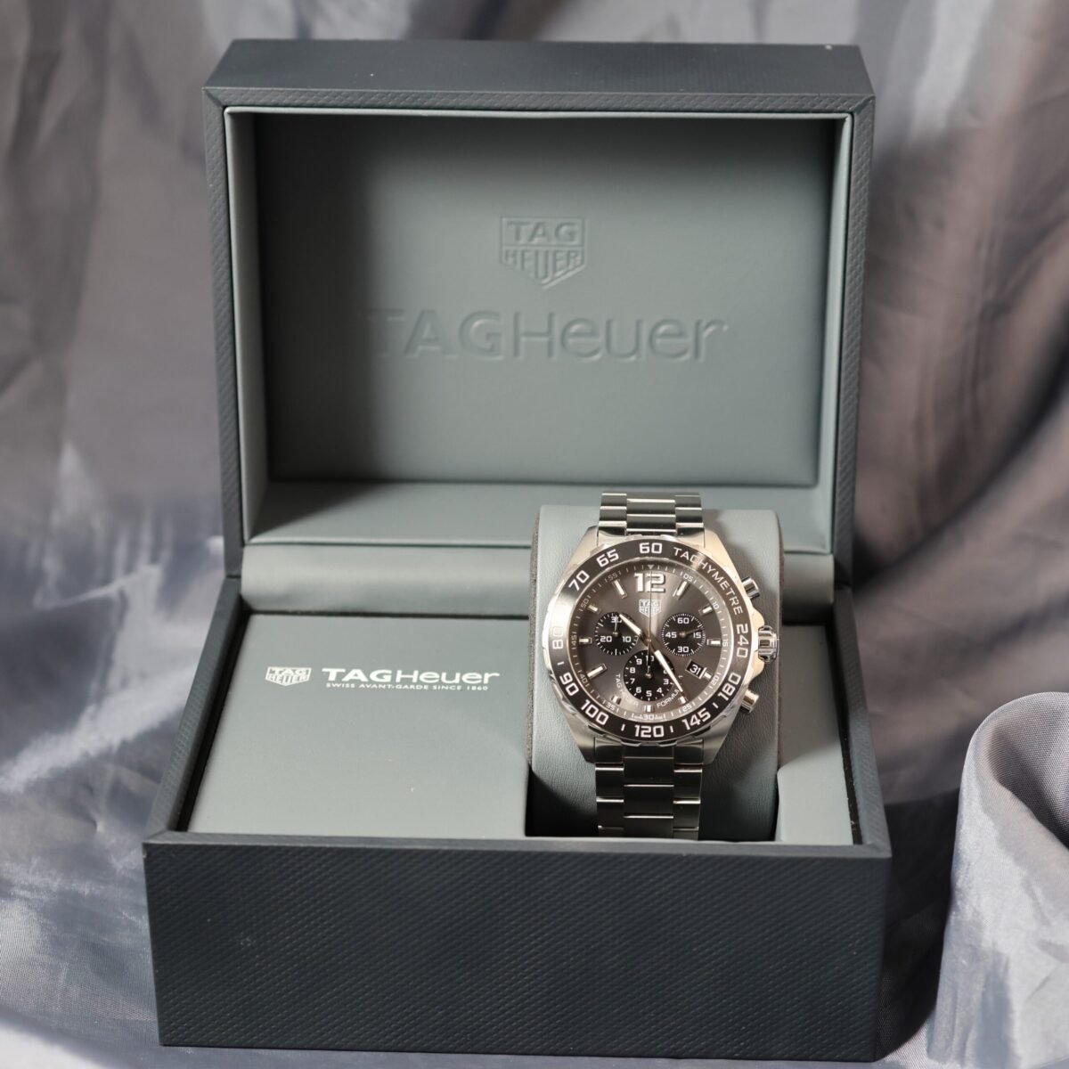 TAG Heuer Formula 1 Chronograph CAZ1011 grey sunray dial with original box and papers