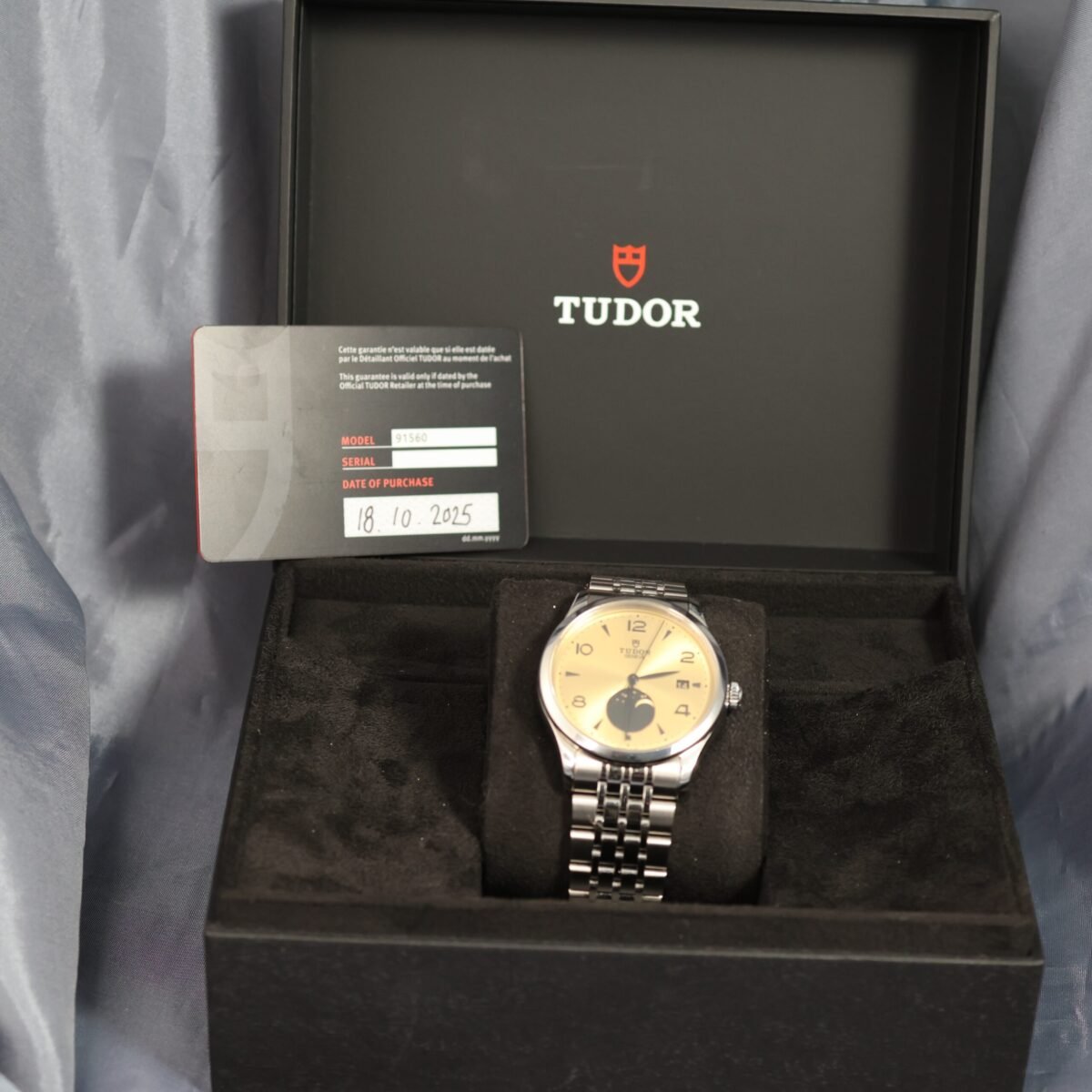 Tudor 1926 39mm Ref. 91560 lunar yellow dial with original box and papers