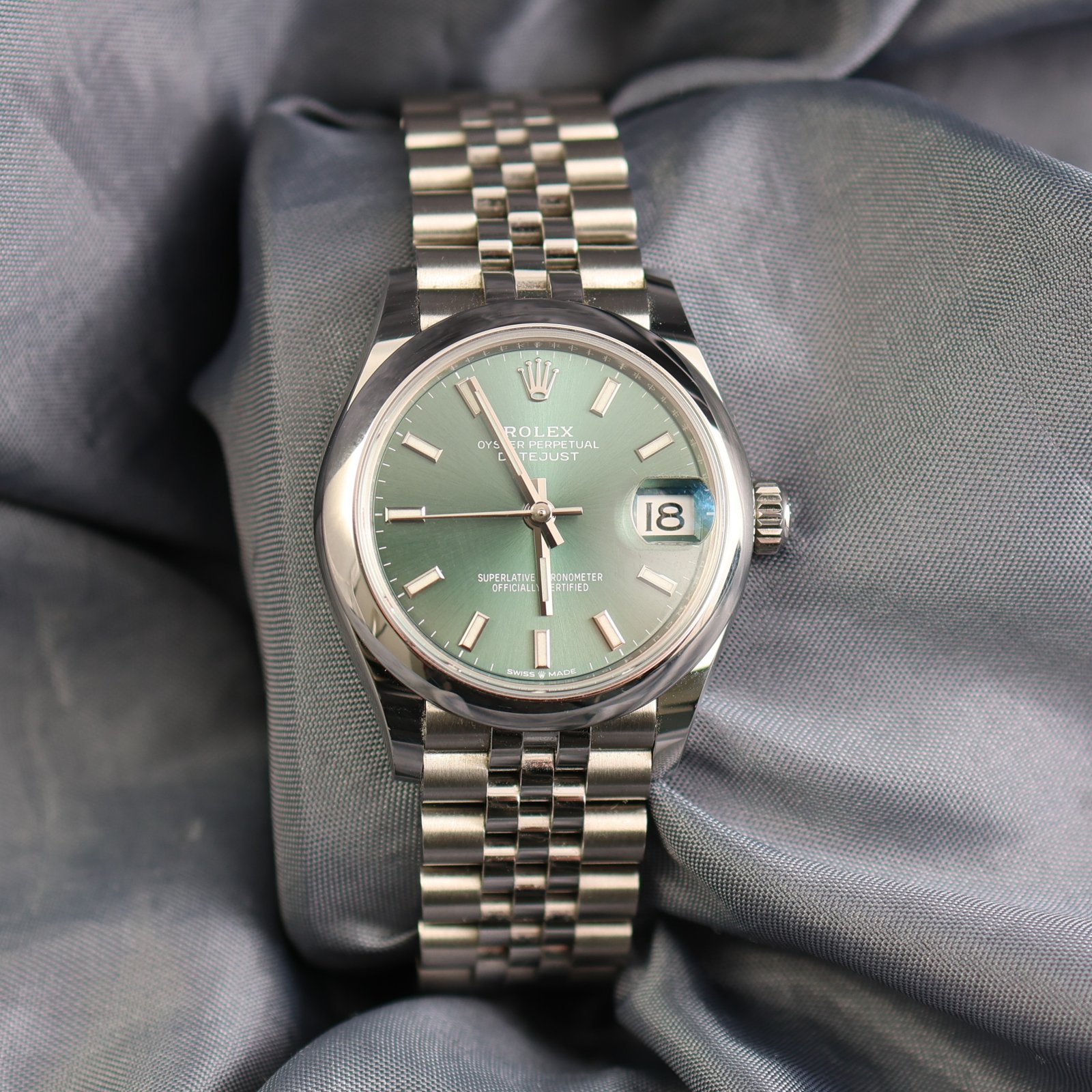 Rolex Datejust 31 Mint Green Dial Smooth Jubilee – Ref. 278240 (2023)